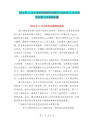 2024年11月公务员任职培训总结与2024年11月公务员年度工作总结汇编