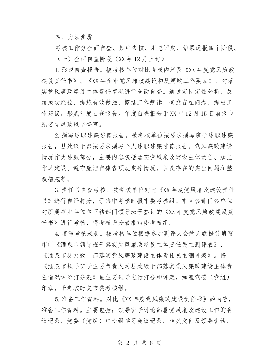 2024年度落实党风廉政建设主体责任考核工作实施方案与2024年度董事长秘书个人工作总结汇编_第2页