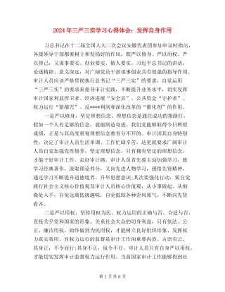 2024年三严三实学习心得体会：发挥自身作用