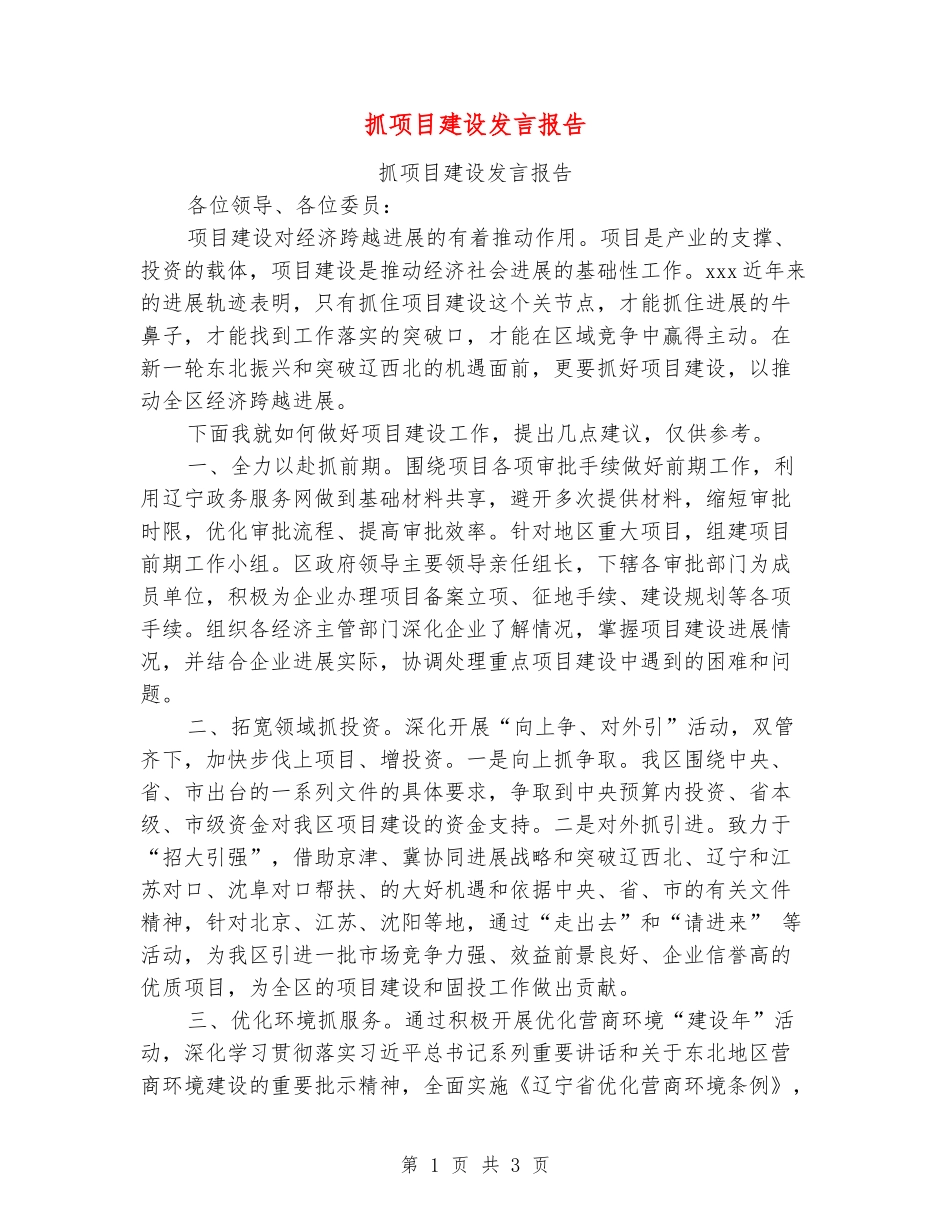 抓项目建设发言报告_第1页