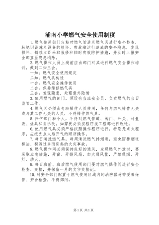 浦南小学燃气安全使用规章制度