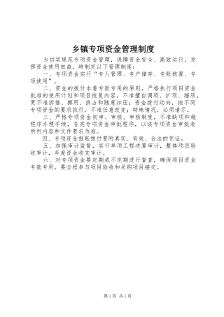 乡镇专项资金管理规章制度