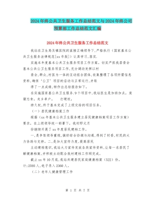 2024年终公共卫生服务工作总结范文与2024年终公司预算部工作总结范文汇编