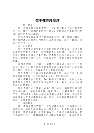 镇干部管理规章制度