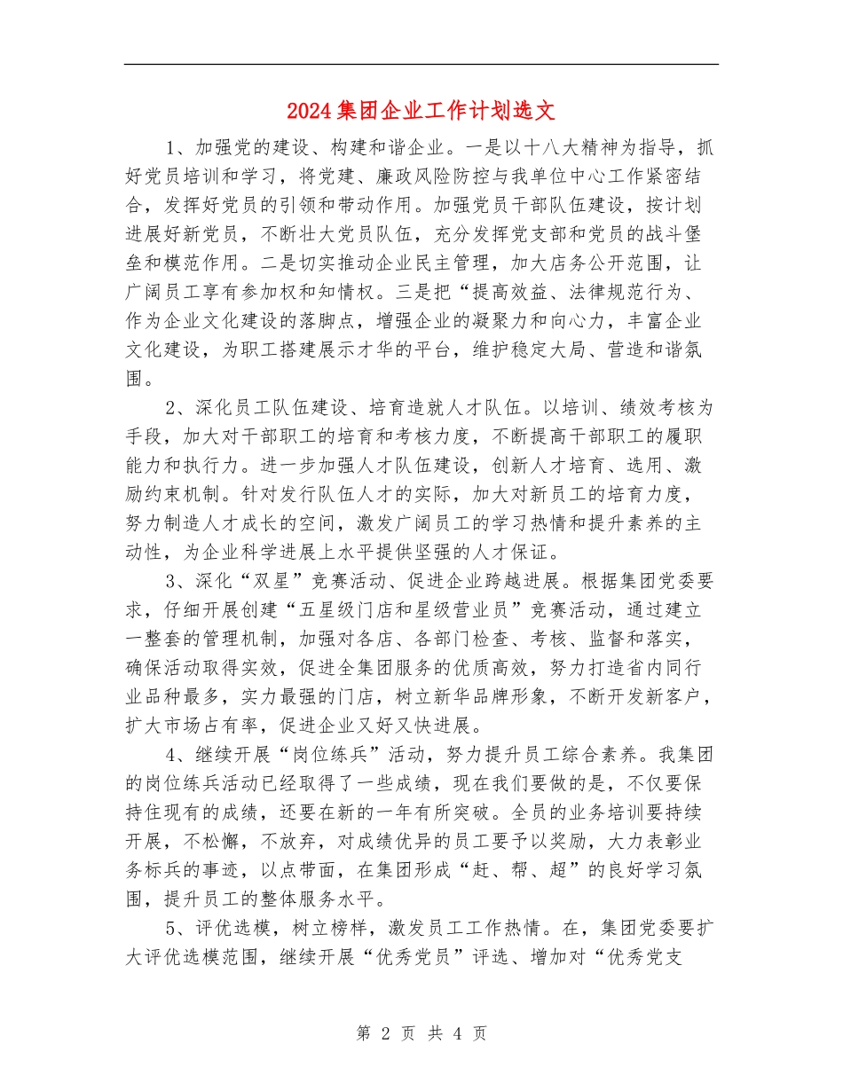 2024集团企业工作计划选文_第2页
