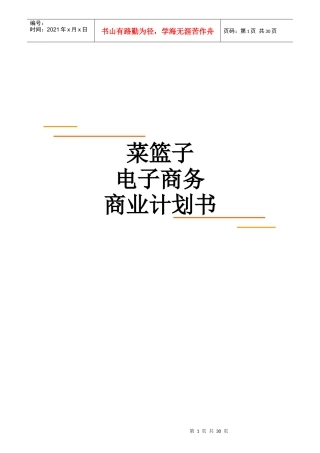 菜篮子电子商务商业计划书