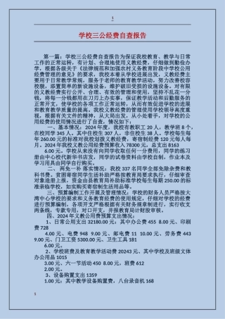 学校三公经费自查报告