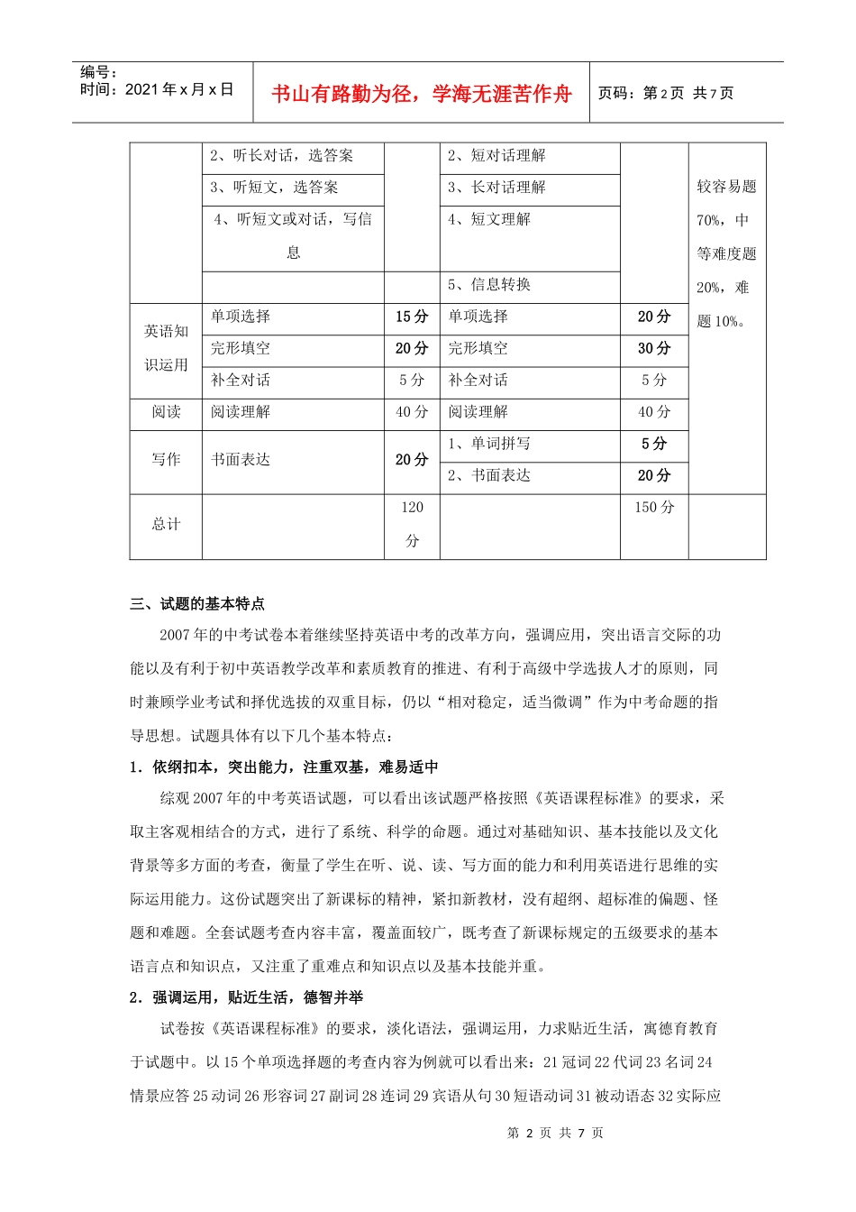 英语中考试题分析与复习策略_第2页