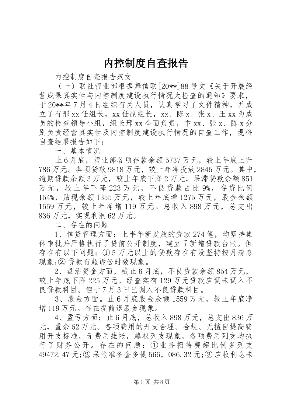 内控规章制度自查报告_第1页