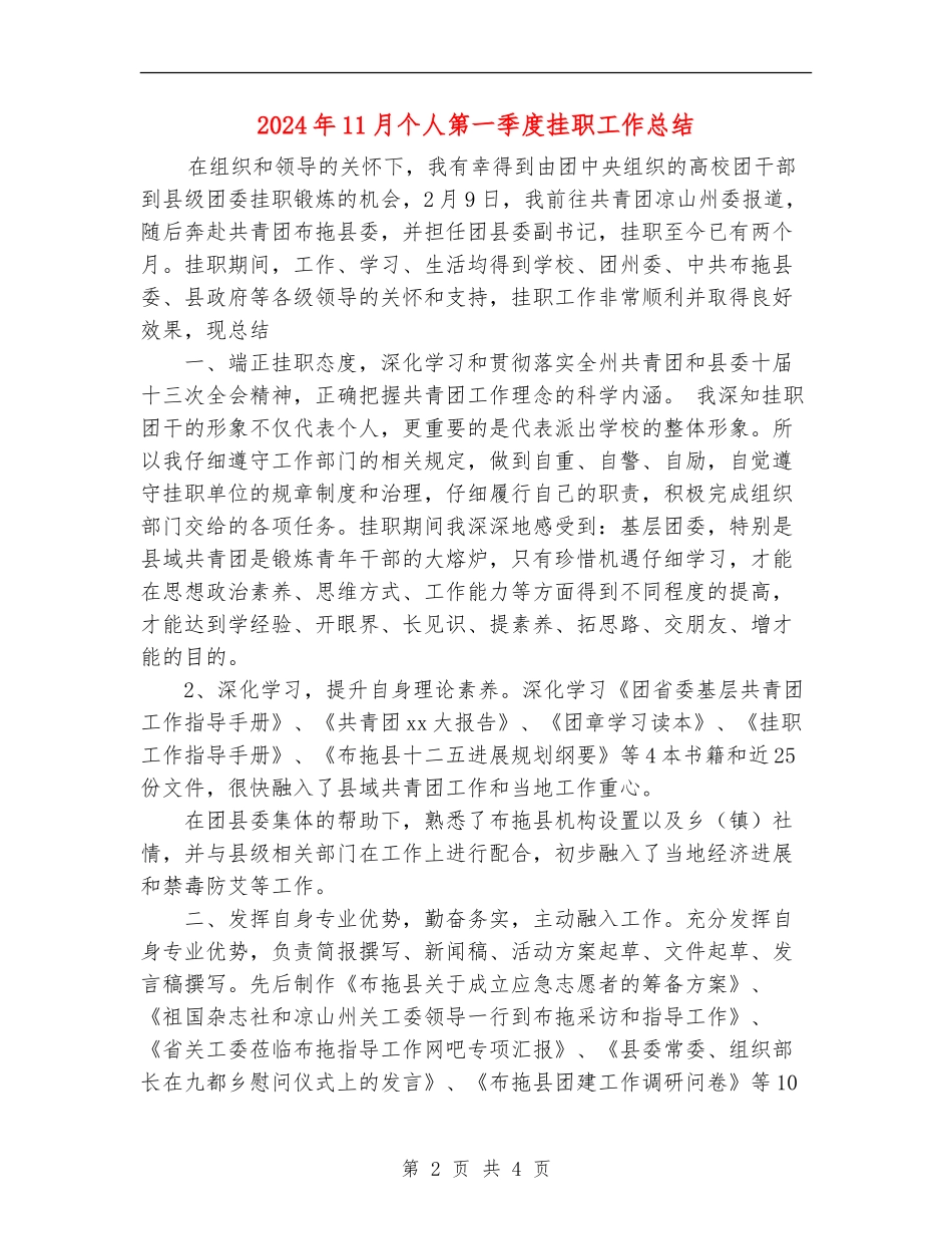 2024年11月个人第一季度挂职工作总结_第2页