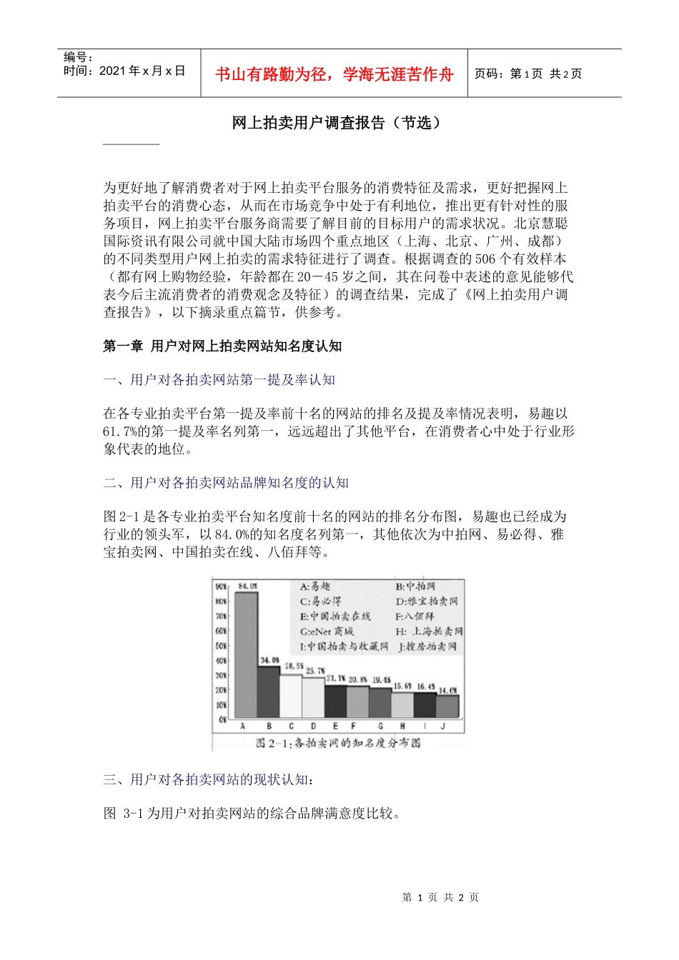 网上拍卖用户调查报告（节选）_第1页