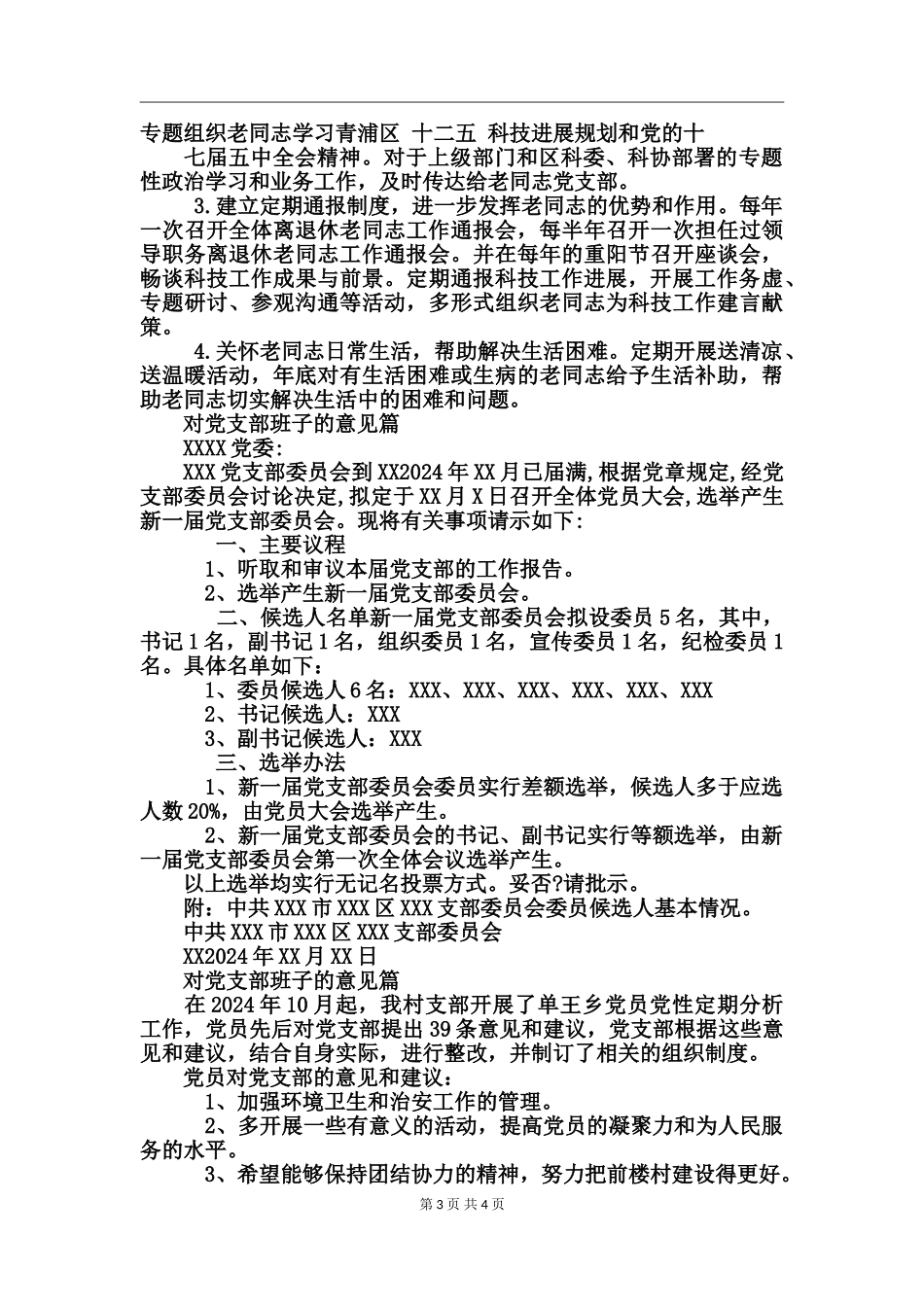 对党支部班子的意见_第3页