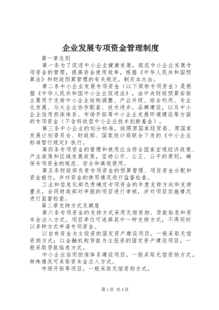 企业发展专项资金管理规章制度