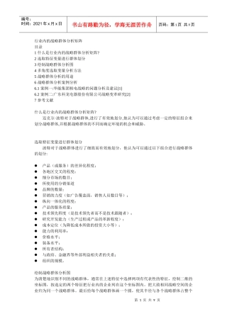 行业内的战略群体分析报告矩阵范本