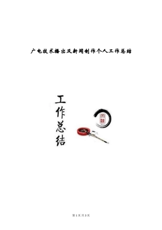 广电技术播出及新闻制作个人工作总结