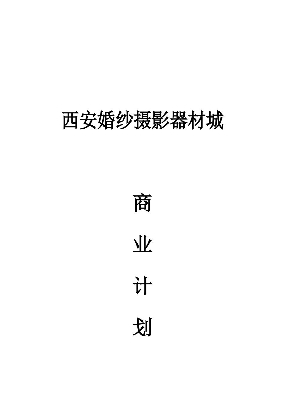 西安婚纱摄影器材城商业计划书_第1页