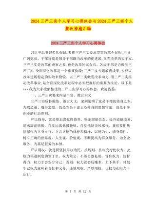 2024三严三实个人学习心得体会与2024三严三实个人整改措施汇编