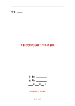 工程决算试用期工作总结最新
