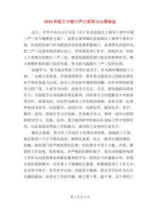 2024年组工干部三严三实学习心得体会