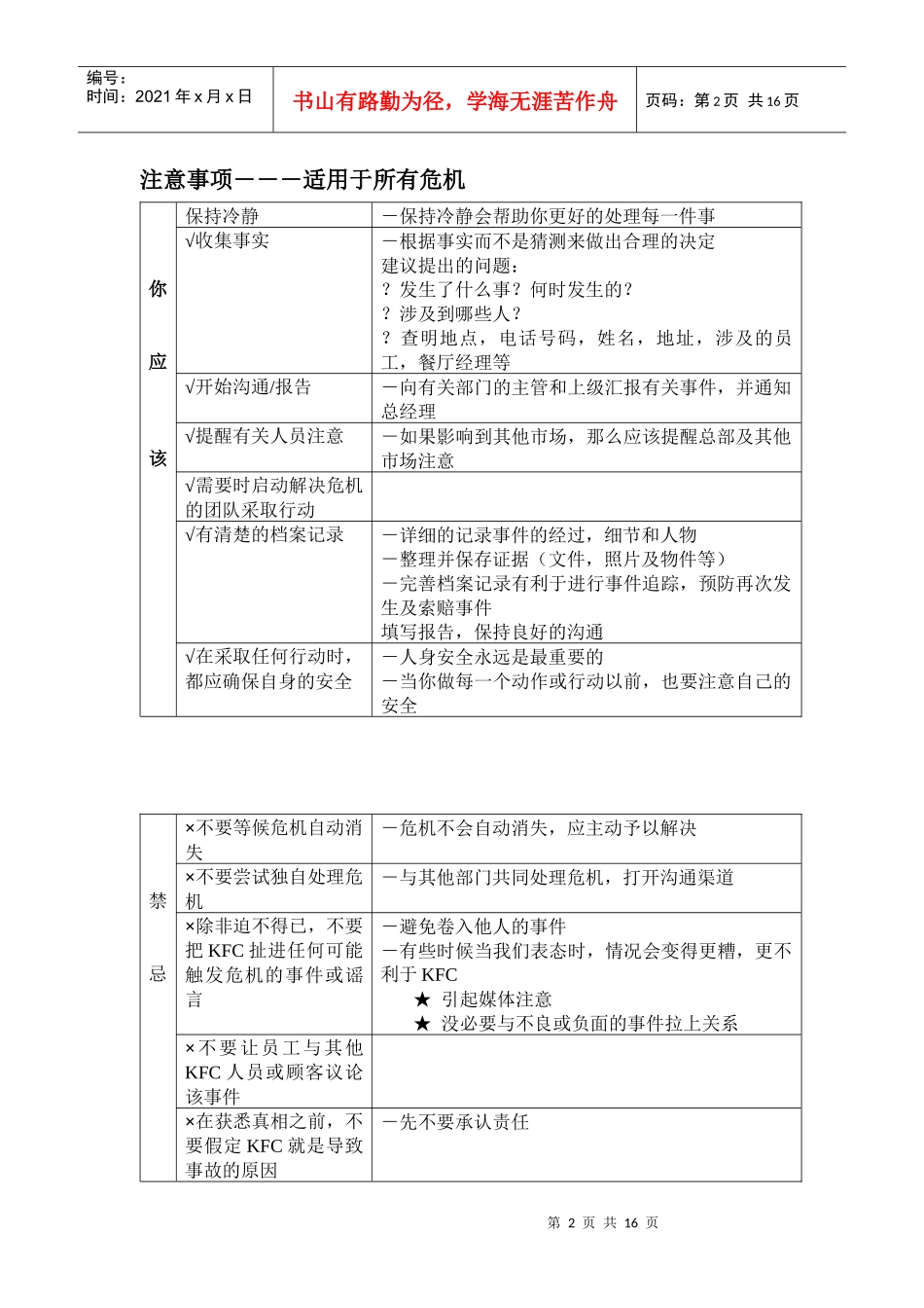 肯德基危机管理手册_第2页