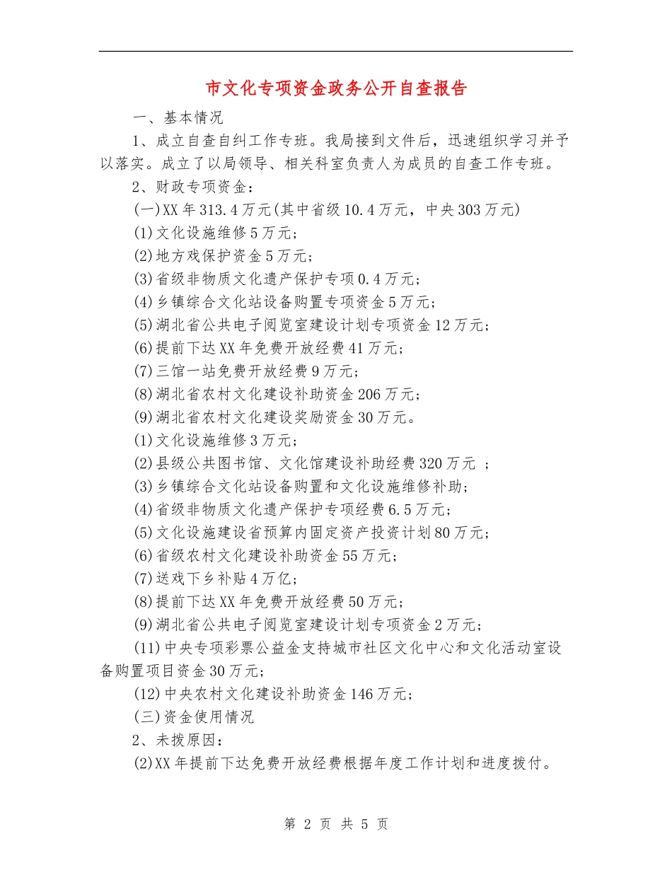 市文化专项资金政务公开自查报告_第2页