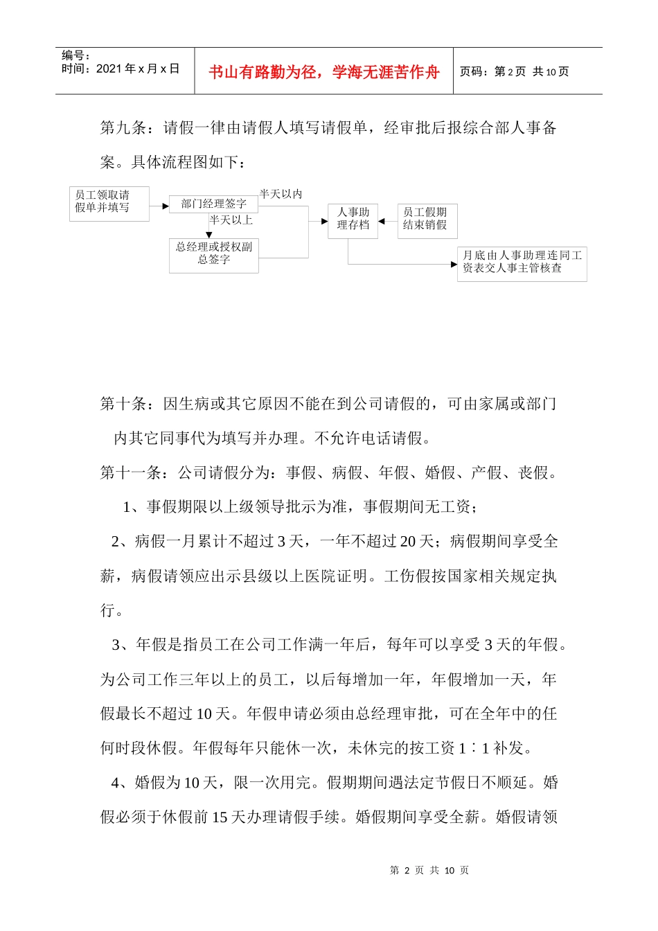 考勤与请休假管理制度汇编_第2页