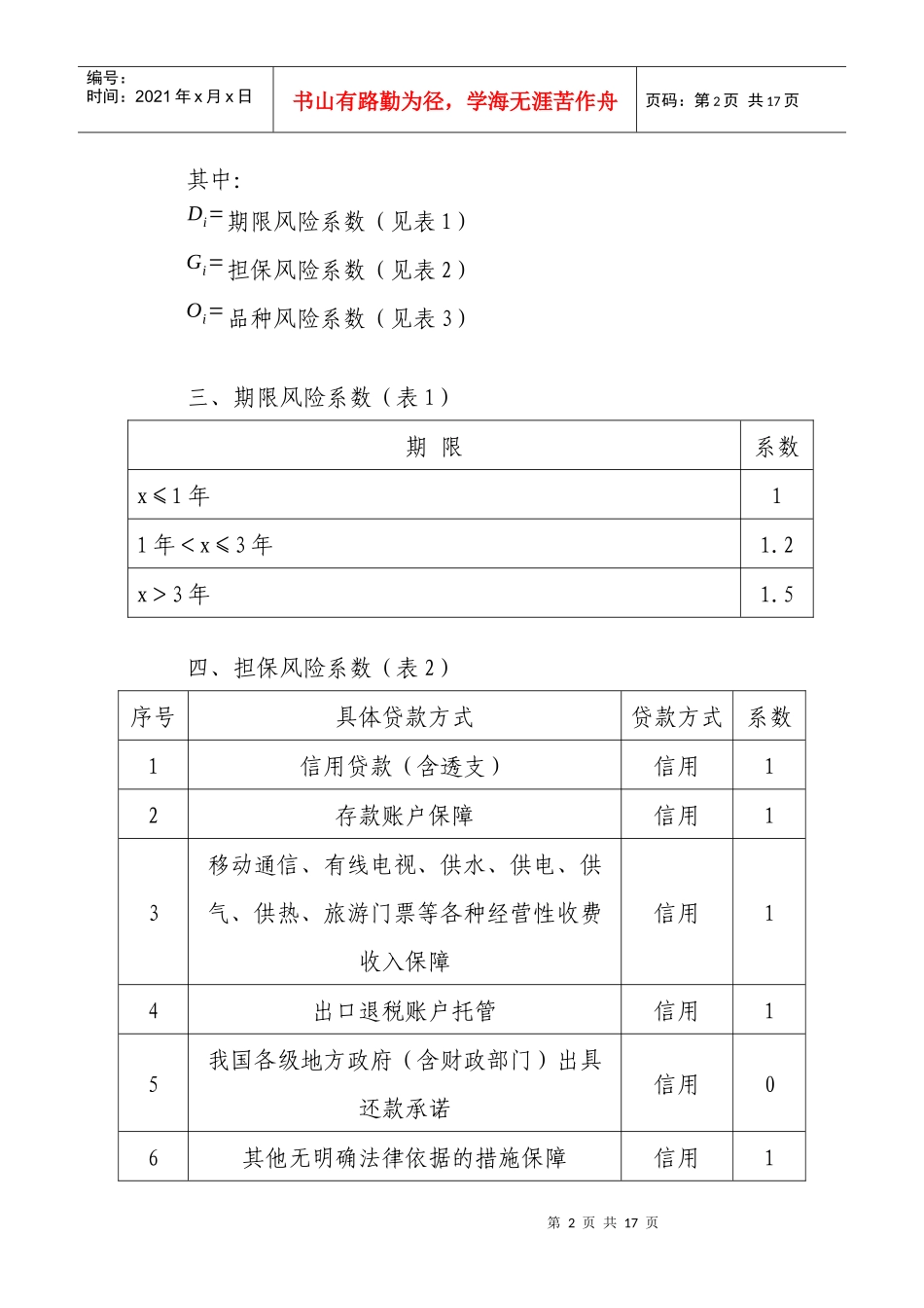 融资加权风险值计算方法及授信风险系数_第2页