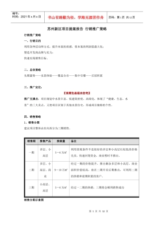 苏州新区项目提案报告行销推广策略