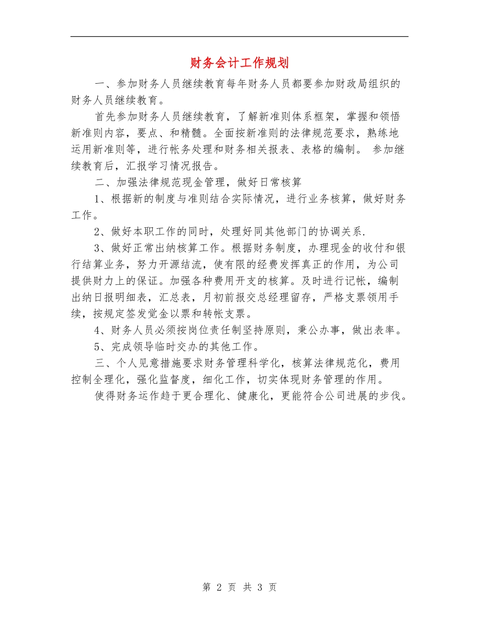 财务会计工作规划_第2页