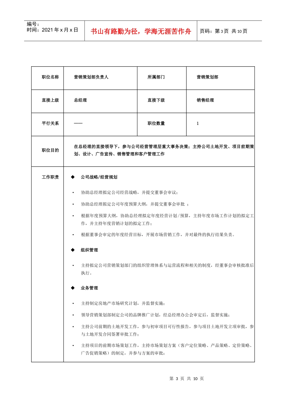 营销策划部规章制度及岗位设置_第3页