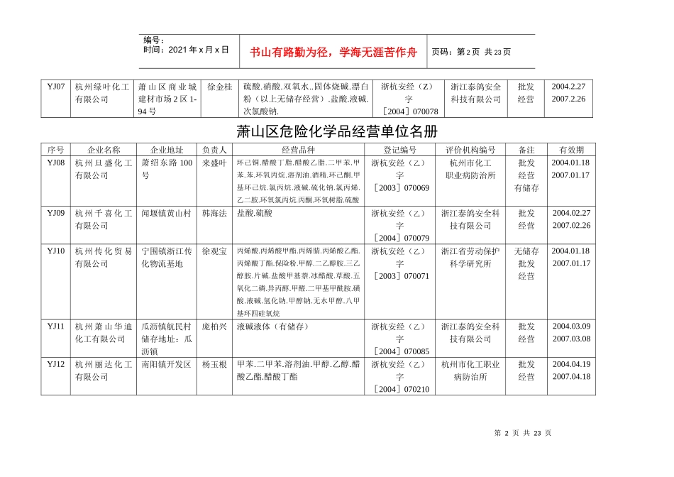 萧山区危险化学品经营单位名册_第2页