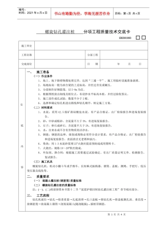 螺旋钻孔灌注桩工程