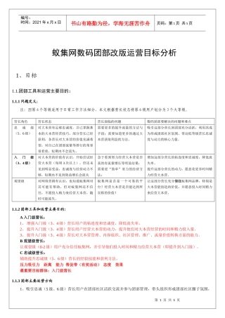 蚁集网数码团部改版运营目标分析
