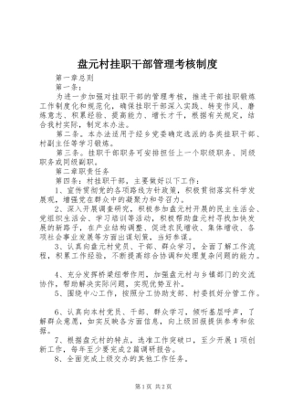 盘元村挂职干部管理考核规章制度