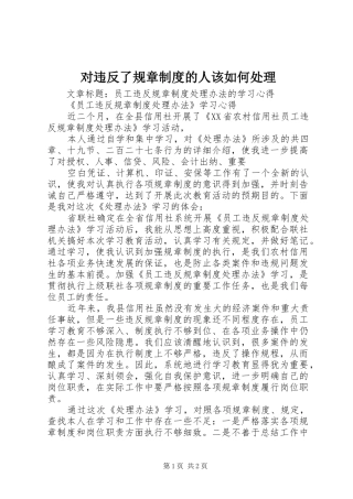 对违反了规章规章制度的人该如何处理 