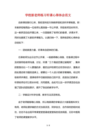 学校新教师练习听课心得体会范文