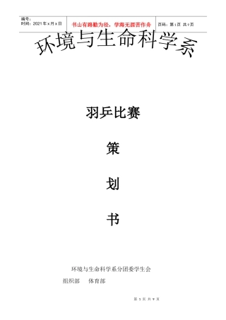 羽乒比赛策划书