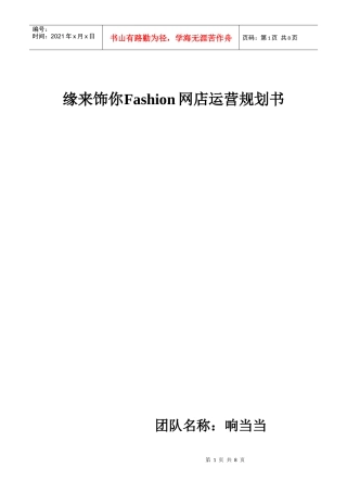 网店运营规划书模板