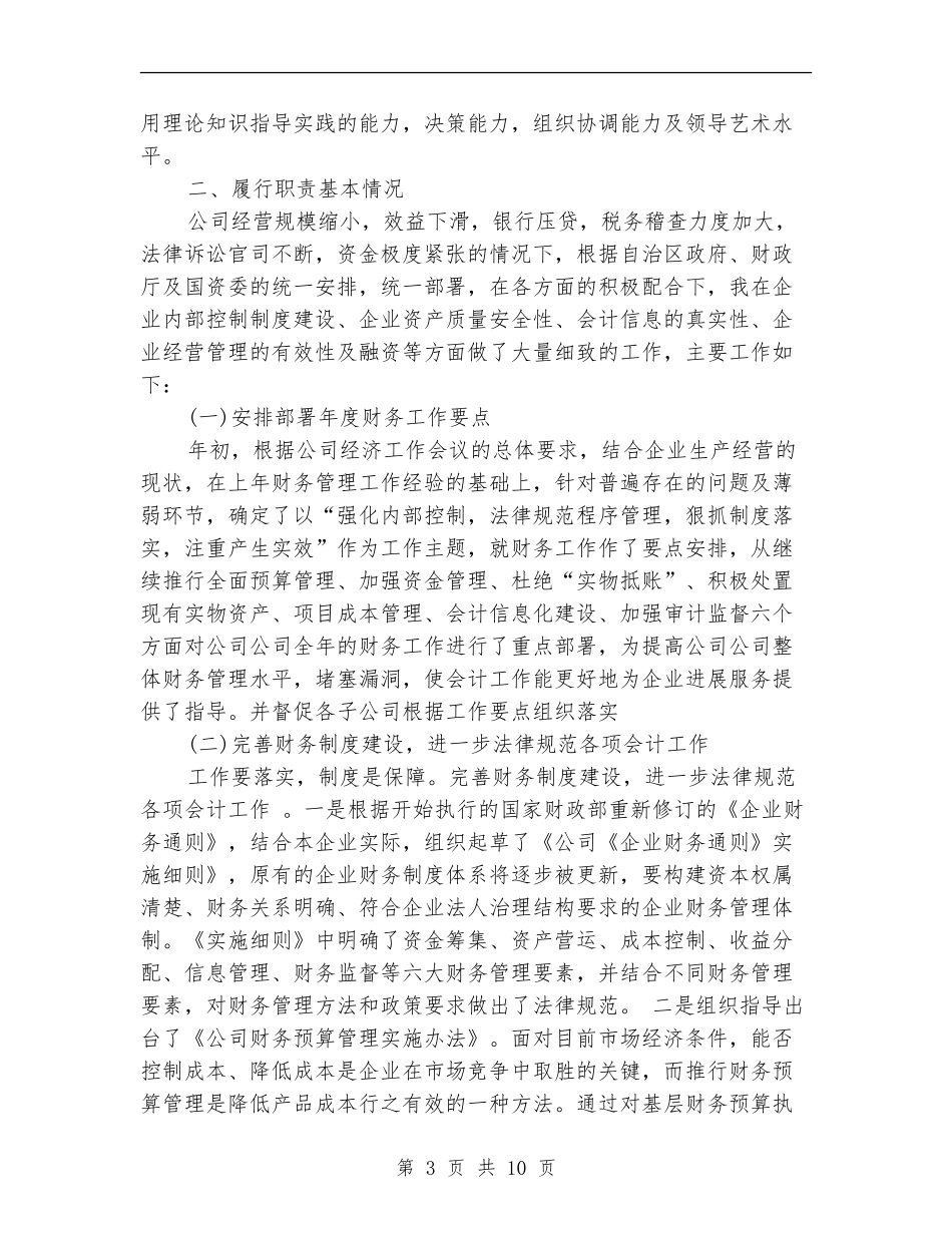 公司财务负责人工作小结_第3页