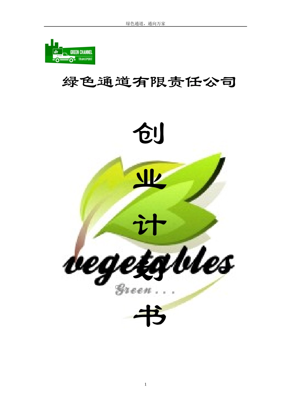 绿色通道公司创业计划书_第1页