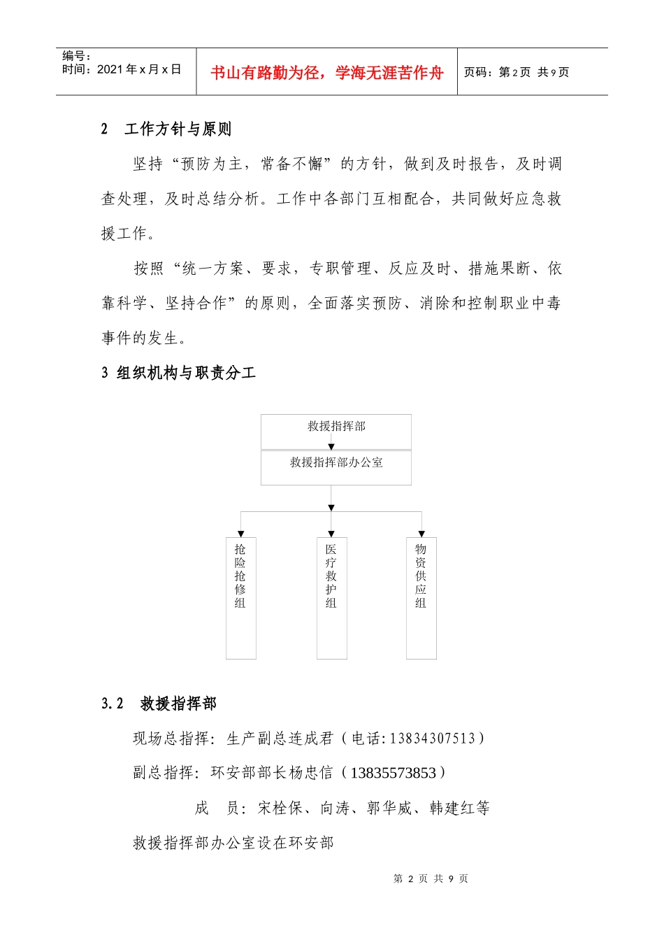 职业病危害事故专项应急预案_第2页