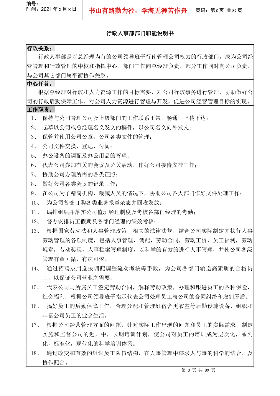 行政人事部运作手册（DOC89页）_第2页