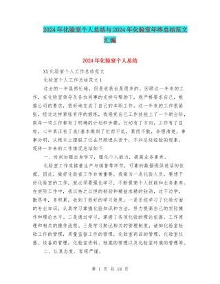 2024年化验室个人总结与2024年化验室年终总结范文汇编