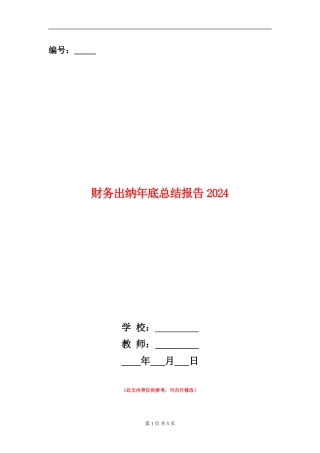 财务出纳年底总结报告2024