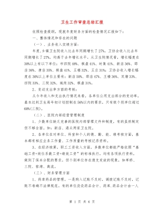 卫生工作审查总结汇报