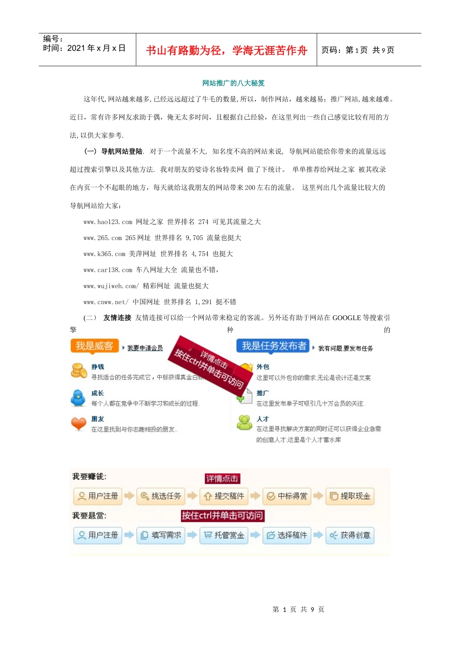 网站推广的八大秘笈_第1页