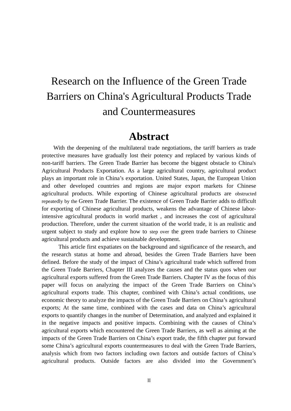 绿色贸易壁垒对我国农产品贸易的影响及对策研究(确认打_第3页
