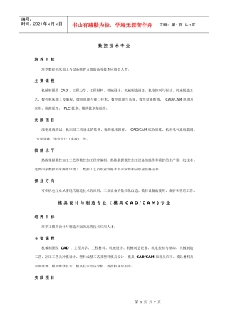 职业学校各专业培养目标及课程实践简介