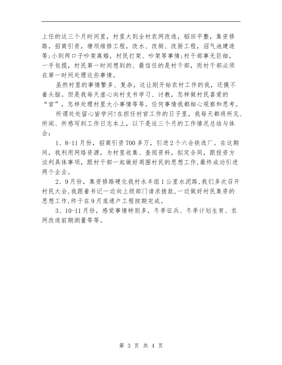 2024年10月大学生村官个人工作总结范文_第3页