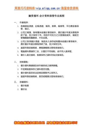 融资循环-会计资料保管作业流程